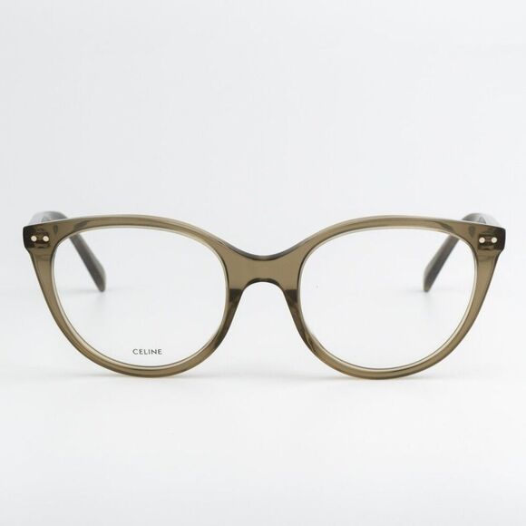 NEW Celine CL50068I 093 CELINE THIN Shiny Transparent Khaki Eyeglasses - Picture 1 of 10